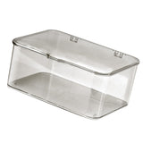 Desk Storage Box Plastic Large Capacity Dustproof Multi Functional Phone Case Storage Holder with Lid Light Gray - Side View