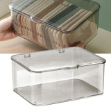 Desk Storage Box Plastic Large Capacity Dustproof Multi Functional Phone Case Storage Holder with Lid Light Gray - Rear View