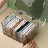 Desk Storage Box Plastic Large Capacity Dustproof Multi Functional Phone Case Storage Holder with Lid Light Gray - Extra Image