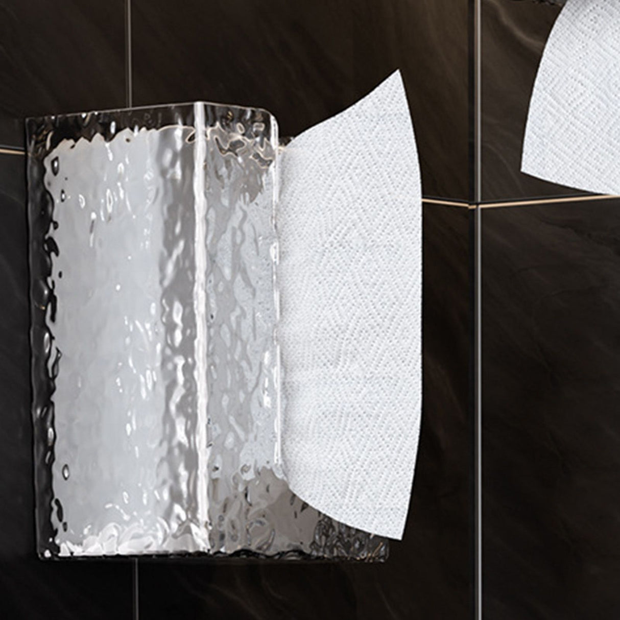 Wall Mounted Tissue Box Glacier Pattern Multifunctional Light Luxury Style Tissue Dispenser Box for Bathroom
