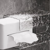 Wall Mounted Tissue Box Glacier Pattern Multifunctional Light Luxury Style Tissue Dispenser Box for Bathroom