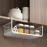 Under Shelf Storage Basket Multipurpose All Metal Under Shelf Wire Basket for Kitchen Office Pantry Desk Bookshelf L White