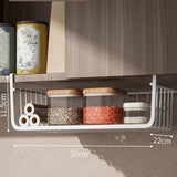 Under Shelf Storage Basket Multipurpose All Metal Under Shelf Wire Basket for Kitchen Office Pantry Desk Bookshelf L White - Front View