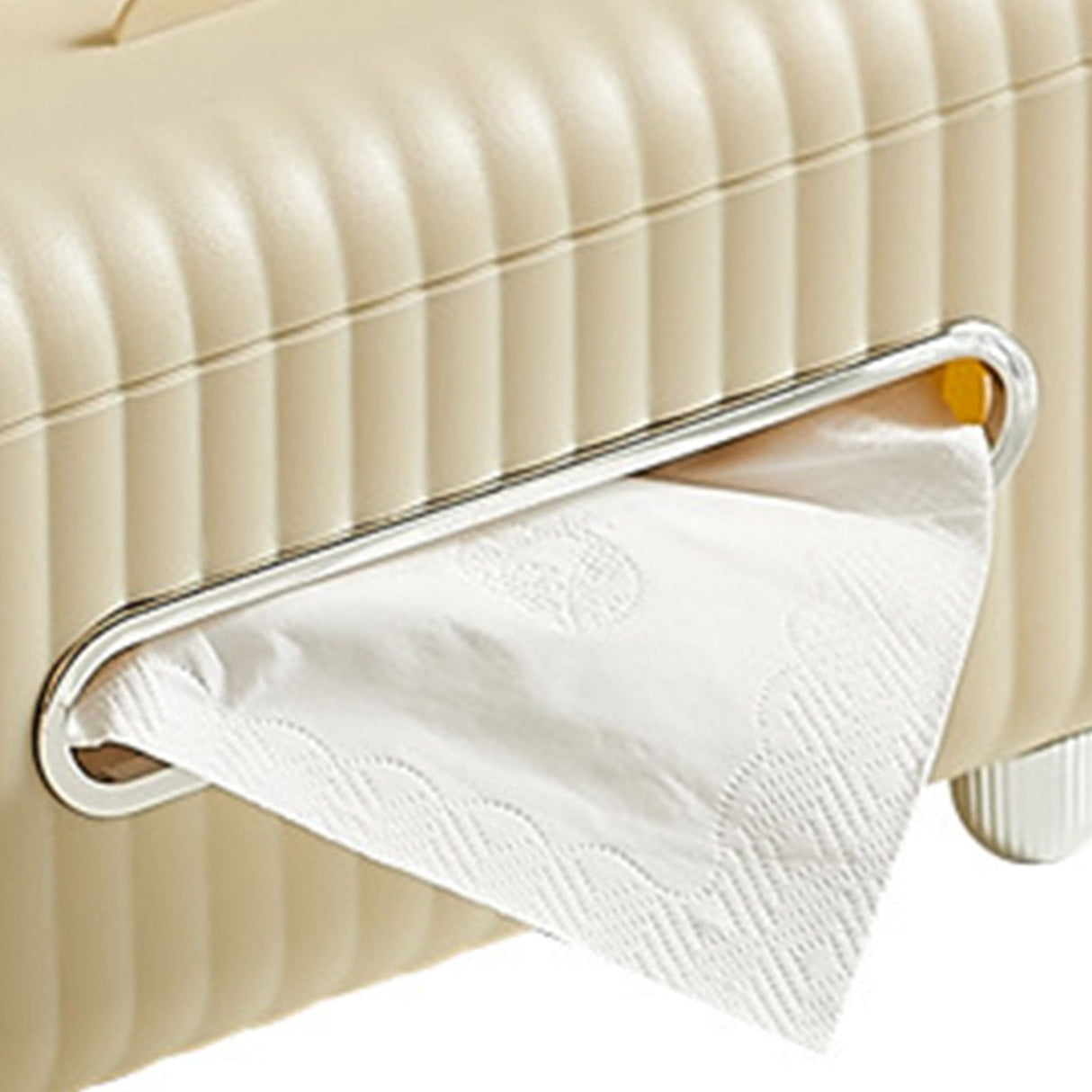 Tissue Box Cover HIPS ABS Multifunctional Desktop Rectangular Napkin Dispenser Holder with Stationery Box for Living Room Bedroom Cream