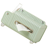 Tissue Box Cover HIPS ABS Multifunctional Desktop Rectangular Napkin Dispenser Holder with Stationery Box for Living Room Bedroom Green - Front View