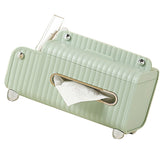 Tissue Box Cover HIPS ABS Multifunctional Desktop Rectangular Napkin Dispenser Holder with Stationery Box for Living Room Bedroom Green