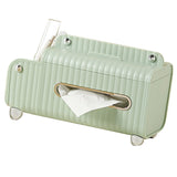 Tissue Box Cover HIPS ABS Multifunctional Desktop Rectangular Napkin Dispenser Holder with Stationery Box for Living Room Bedroom Green - Top-Down View