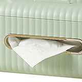Tissue Box Cover HIPS ABS Multifunctional Desktop Rectangular Napkin Dispenser Holder with Stationery Box for Living Room Bedroom Green - Close-Up Angle