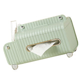 Tissue Box Cover HIPS ABS Multifunctional Desktop Rectangular Napkin Dispenser Holder with Stationery Box for Living Room Bedroom Green