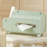 Tissue Box Cover HIPS ABS Multifunctional Desktop Rectangular Napkin Dispenser Holder with Stationery Box for Living Room Bedroom Green - Extra Image