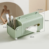 Tissue Box Cover HIPS ABS Multifunctional Desktop Rectangular Napkin Dispenser Holder with Stationery Box for Living Room Bedroom Green - Extra Image