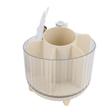 Rotating Makeup Brush Holder 360 Degree Rotating Makeup Brush Organizer Desktop Large Capacity Lipstick Cosmetics Storage Box Cream White