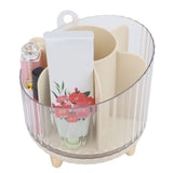 Rotating Makeup Brush Holder 360 Degree Rotating Makeup Brush Organizer Desktop Large Capacity Lipstick Cosmetics Storage Box Cream White