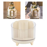Rotating Makeup Brush Holder 360 Degree Rotating Makeup Brush Organizer Desktop Large Capacity Lipstick Cosmetics Storage Box Cream White - Extra Image