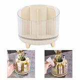 Rotating Makeup Brush Holder 360 Degree Rotating Makeup Brush Organizer Desktop Large Capacity Lipstick Cosmetics Storage Box Cream White