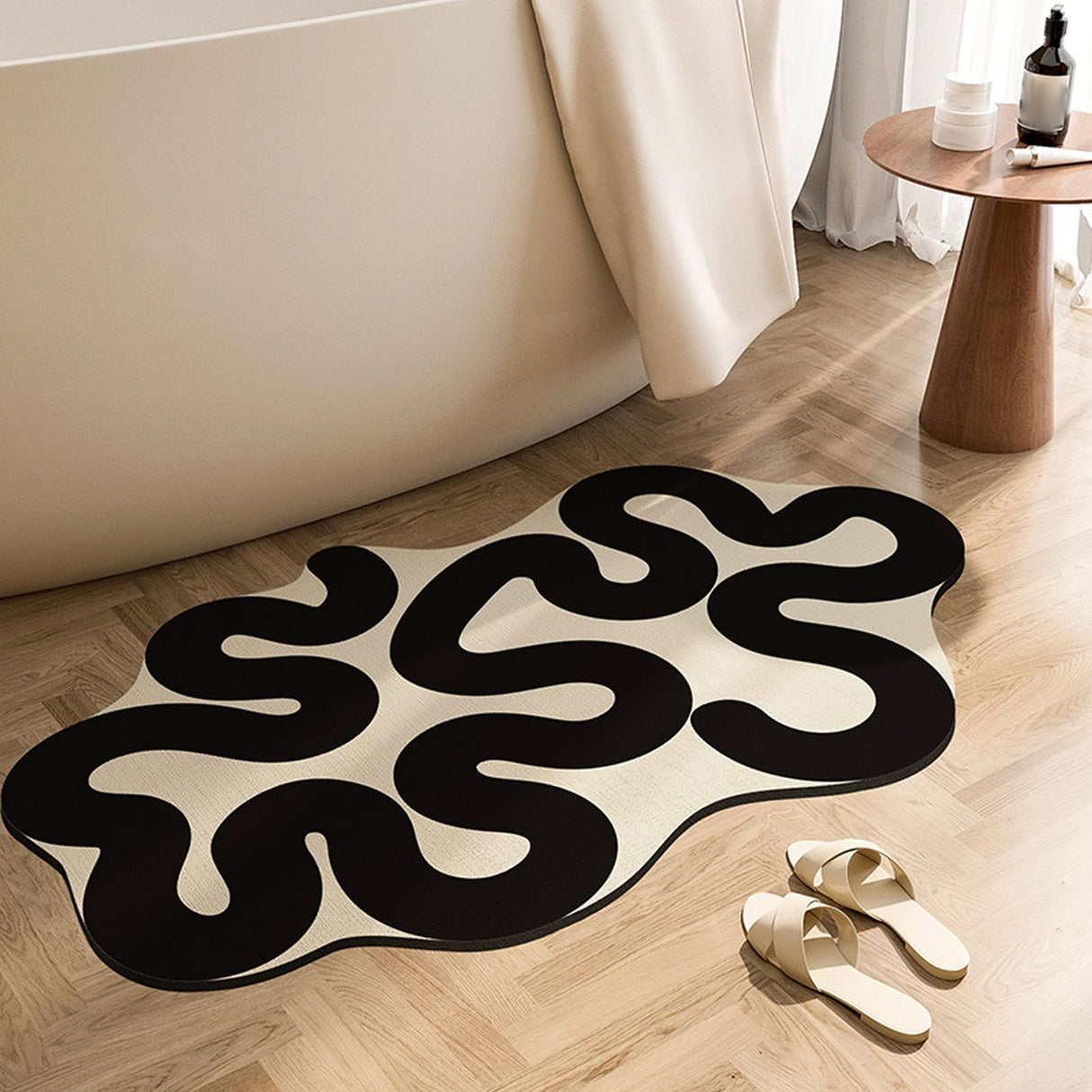 Bathroom Shaped Rug Strong Water Absorption Soft Mat Diatom Ooze Antislip Quick Dry Carpet Flowing Heart