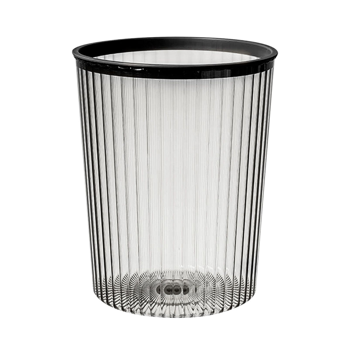 Transparent Garbage Bin with Top Ring Easy Attached Lid Free Large Capacity Trash Bin Can for Household Black