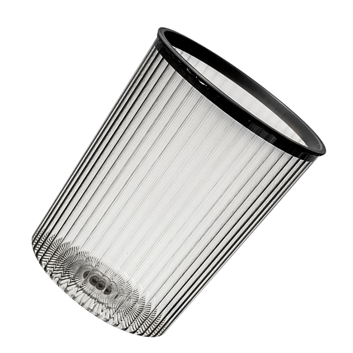 Transparent Garbage Bin with Top Ring Easy Attached Lid Free Large Capacity Trash Bin Can for Household Black