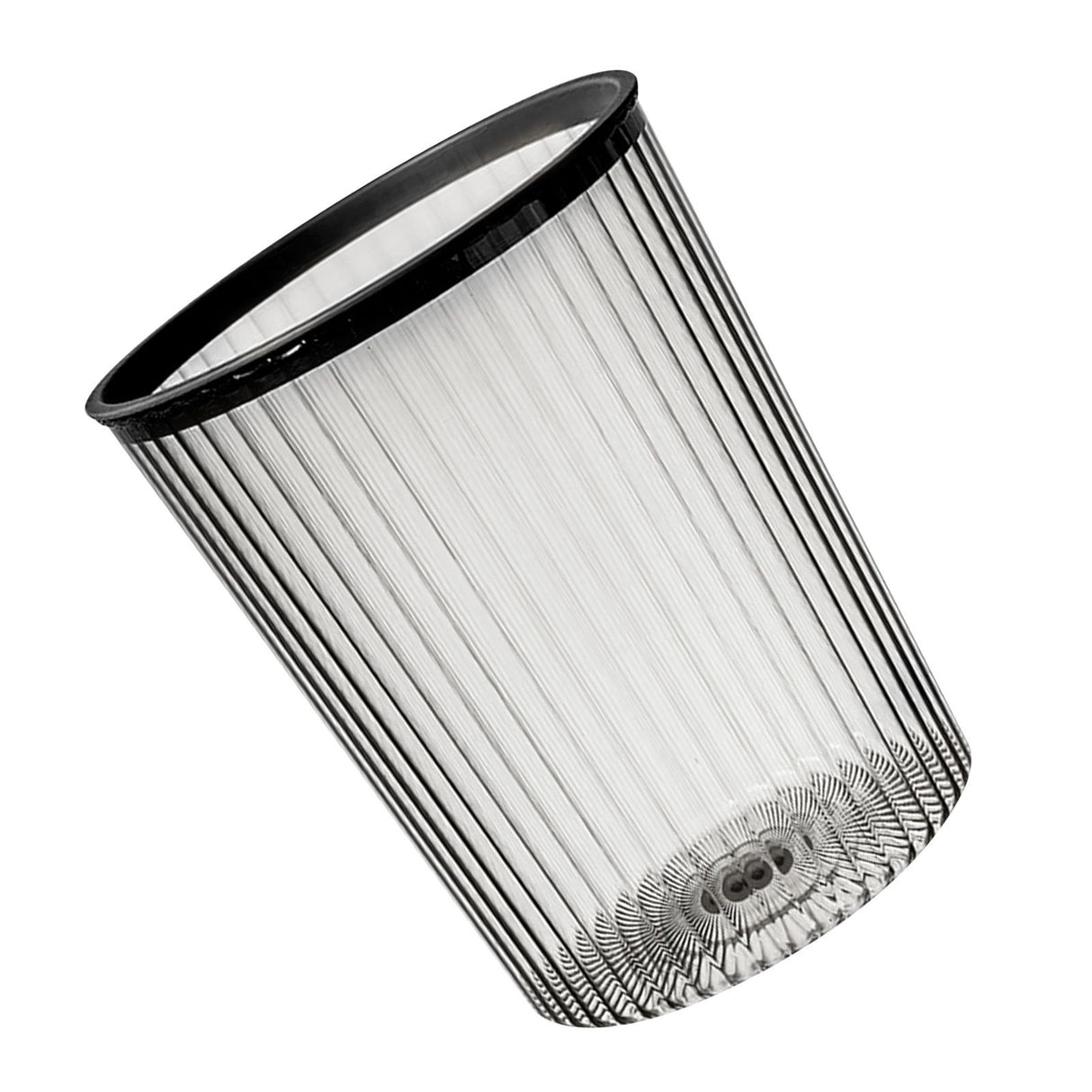 Transparent Garbage Bin with Top Ring Easy Attached Lid Free Large Capacity Trash Bin Can for Household Black