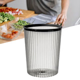 Transparent Garbage Bin with Top Ring Easy Attached Lid Free Large Capacity Trash Bin Can for Household Black - Rear View