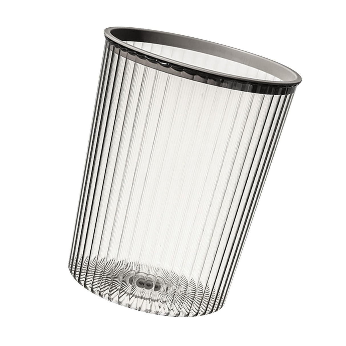 Transparent Garbage Bin with Top Ring Easy Attached Lid Free Large Capacity Trash Bin Can for Household Gray
