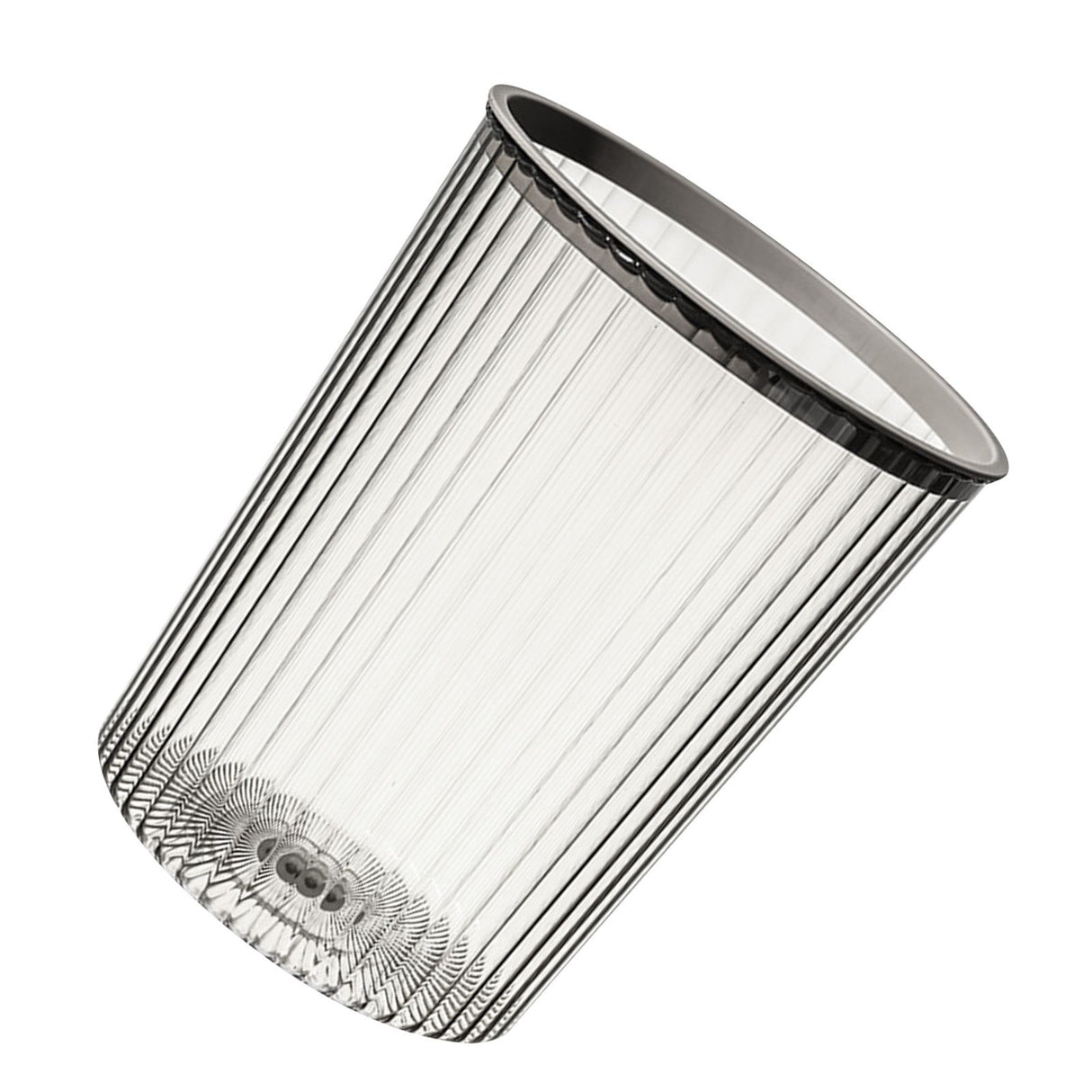Transparent Garbage Bin with Top Ring Easy Attached Lid Free Large Capacity Trash Bin Can for Household Gray