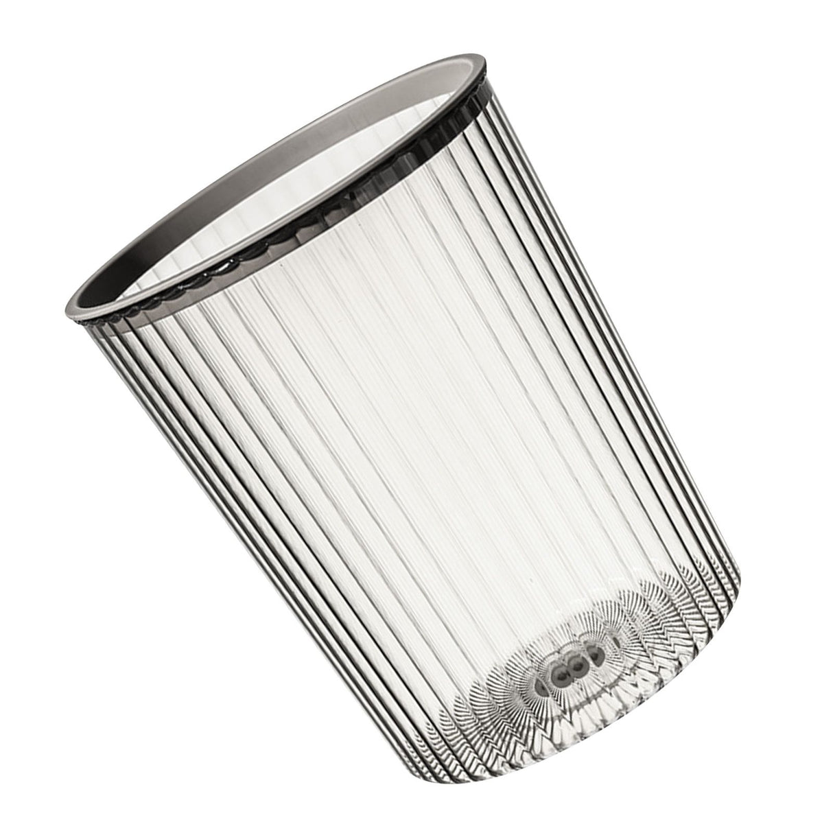 Transparent Garbage Bin with Top Ring Easy Attached Lid Free Large Capacity Trash Bin Can for Household Gray