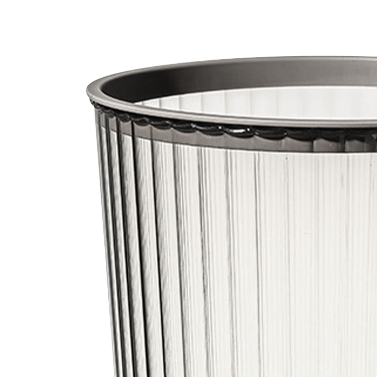 Transparent Garbage Bin with Top Ring Easy Attached Lid Free Large Capacity Trash Bin Can for Household Gray