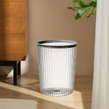 Transparent Garbage Bin with Top Ring Easy Attached Lid Free Large Capacity Trash Bin Can for Household Gray
