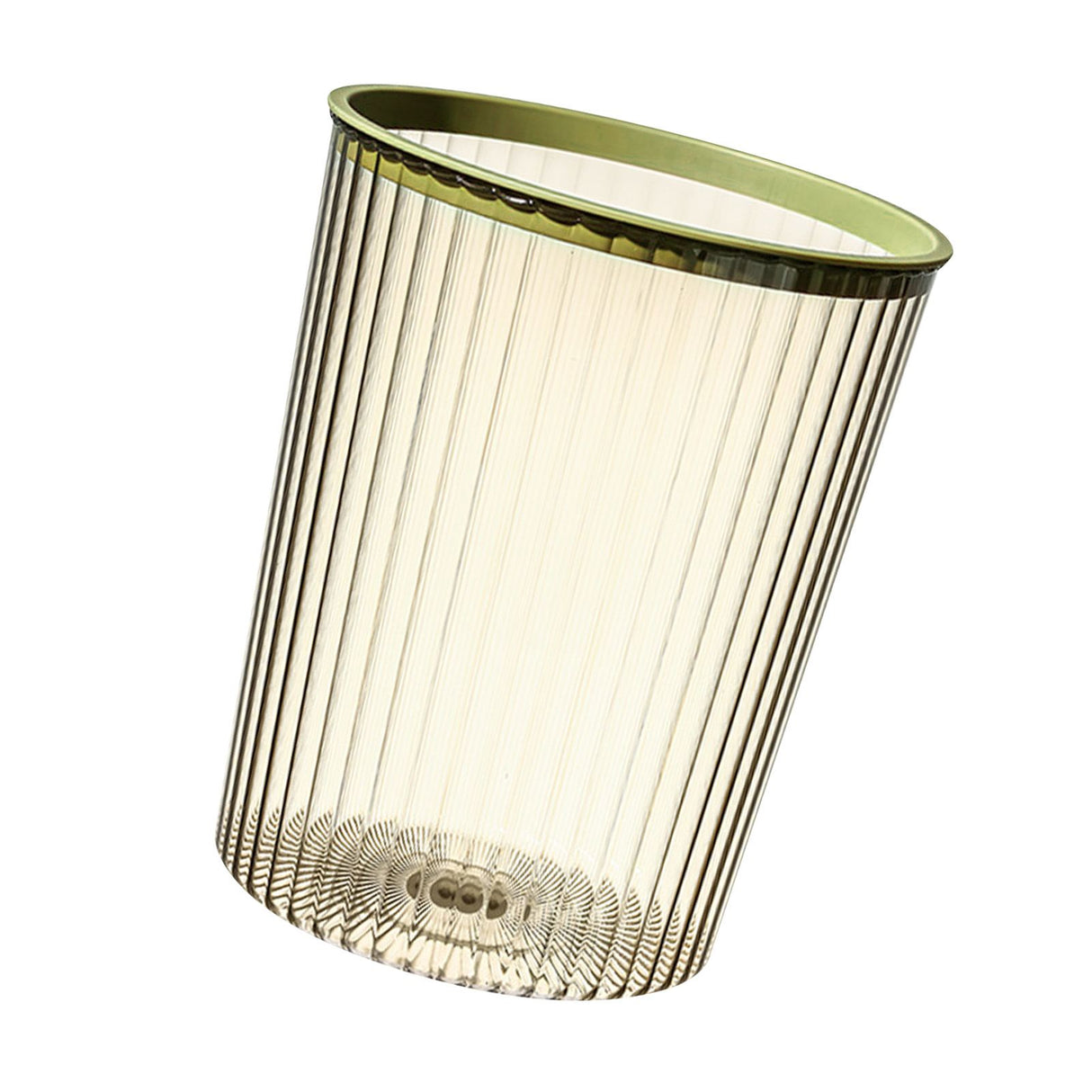 Transparent Garbage Bin with Top Ring Easy Attached Lid Free Large Capacity Trash Bin Can for Household Green