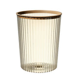 Transparent Garbage Bin with Top Ring Easy Attached Lid Free Large Capacity Trash Bin Can for Household Coffee Color