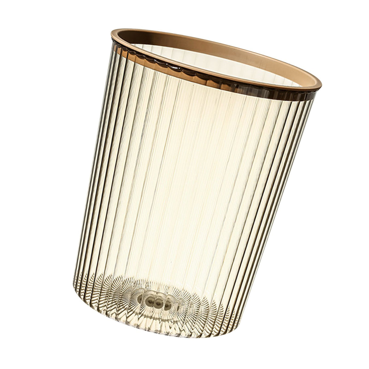 Transparent Garbage Bin with Top Ring Easy Attached Lid Free Large Capacity Trash Bin Can for Household Coffee Color