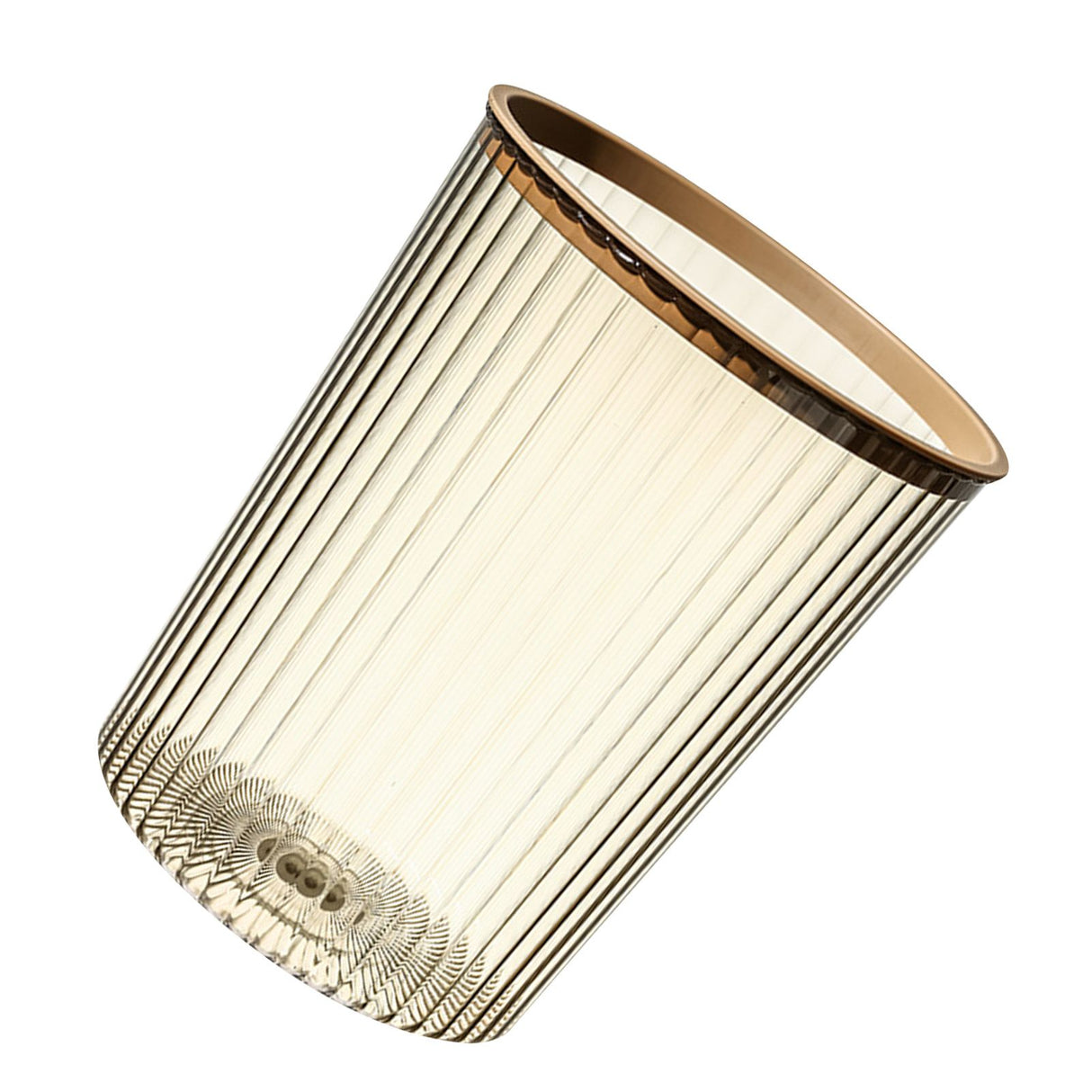 Transparent Garbage Bin with Top Ring Easy Attached Lid Free Large Capacity Trash Bin Can for Household Coffee Color