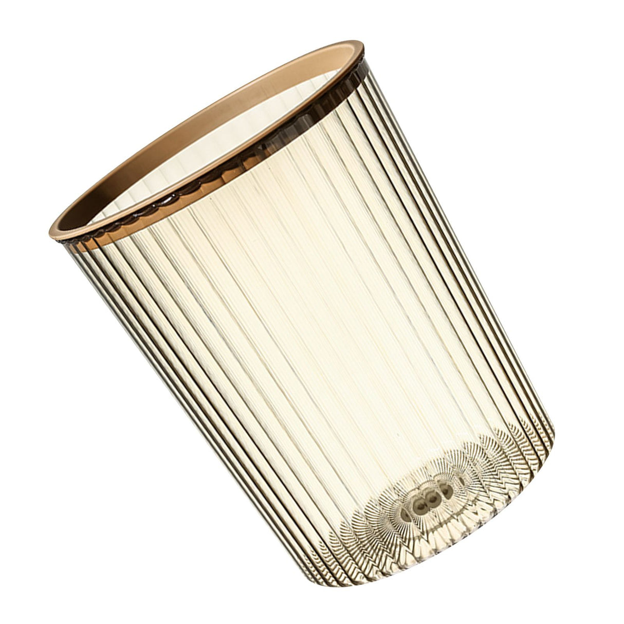 Transparent Garbage Bin with Top Ring Easy Attached Lid Free Large Capacity Trash Bin Can for Household Coffee Color