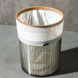 Transparent Garbage Bin with Top Ring Easy Attached Lid Free Large Capacity Trash Bin Can for Household Coffee Color - Extra Image