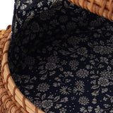 Handwoven Round Rattan Bag Tropical Beach Style Woven Shoulder Rattan Bag with Leather Strap 20cm Diameter Plain Colour Leather Buckle with Lining - Extra Image