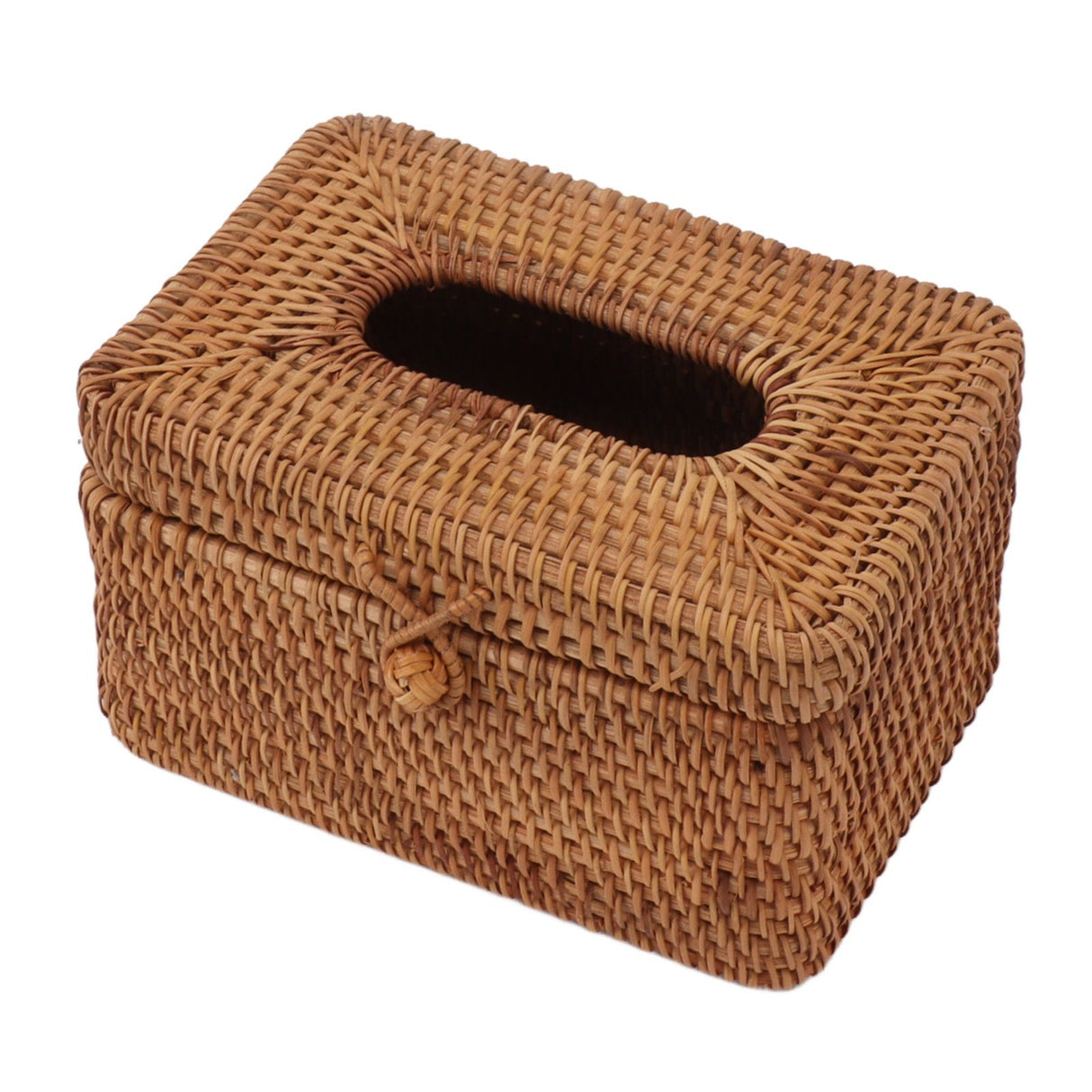 Rectangular Rattan Tissue Box Cover Rattan Woven Tissue Box Holder for Bathroom Organizer Countertop Bedroom Living Room Car Office Short Style
