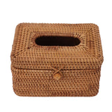 Rectangular Rattan Tissue Box Cover Rattan Woven Tissue Box Holder for Bathroom Organizer Countertop Bedroom Living Room Car Office Short Style - 45-Degree Angle