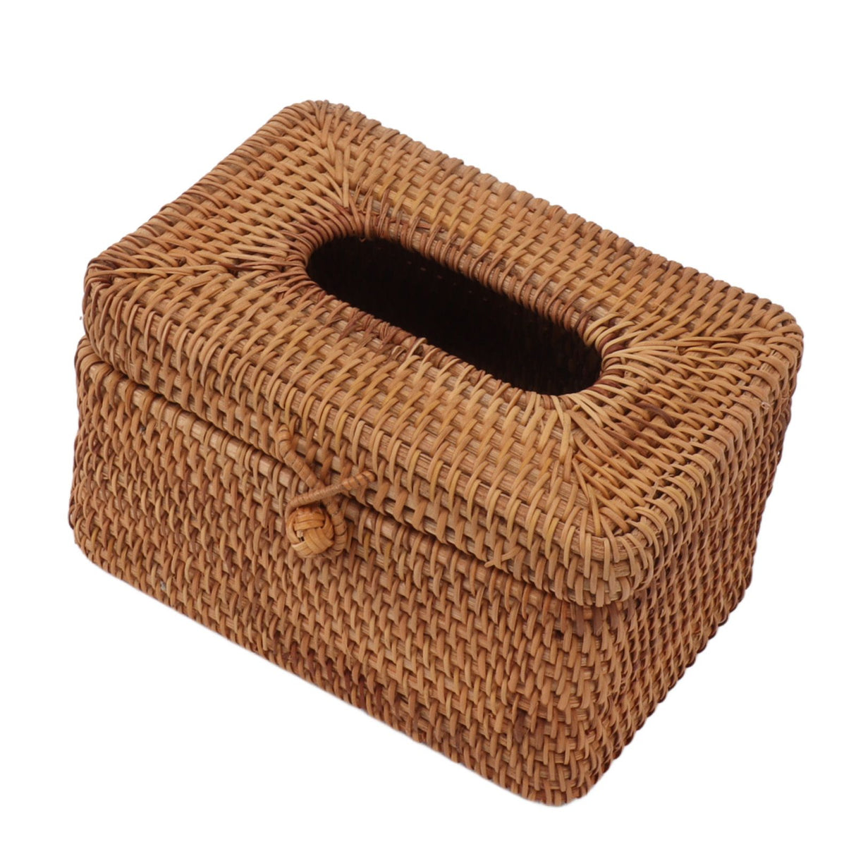 Rectangular Rattan Tissue Box Cover Rattan Woven Tissue Box Holder for Bathroom Organizer Countertop Bedroom Living Room Car Office Short Style