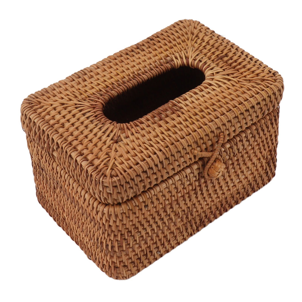 Rectangular Rattan Tissue Box Cover Rattan Woven Tissue Box Holder for Bathroom Organizer Countertop Bedroom Living Room Car Office Short Style