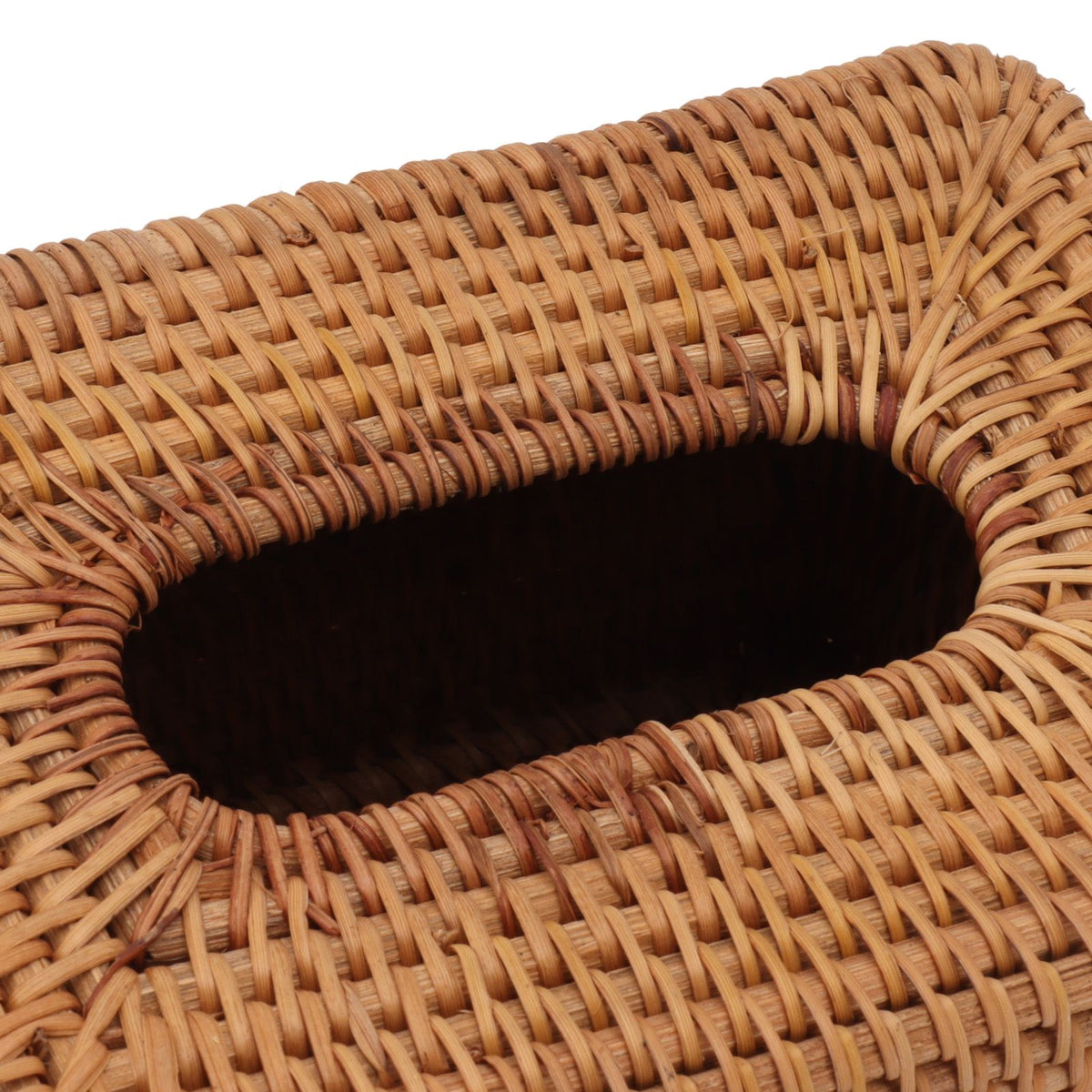 Rectangular Rattan Tissue Box Cover Rattan Woven Tissue Box Holder for Bathroom Organizer Countertop Bedroom Living Room Car Office Short Style