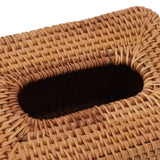 Rectangular Rattan Tissue Box Cover Rattan Woven Tissue Box Holder for Bathroom Organizer Countertop Bedroom Living Room Car Office Short Style