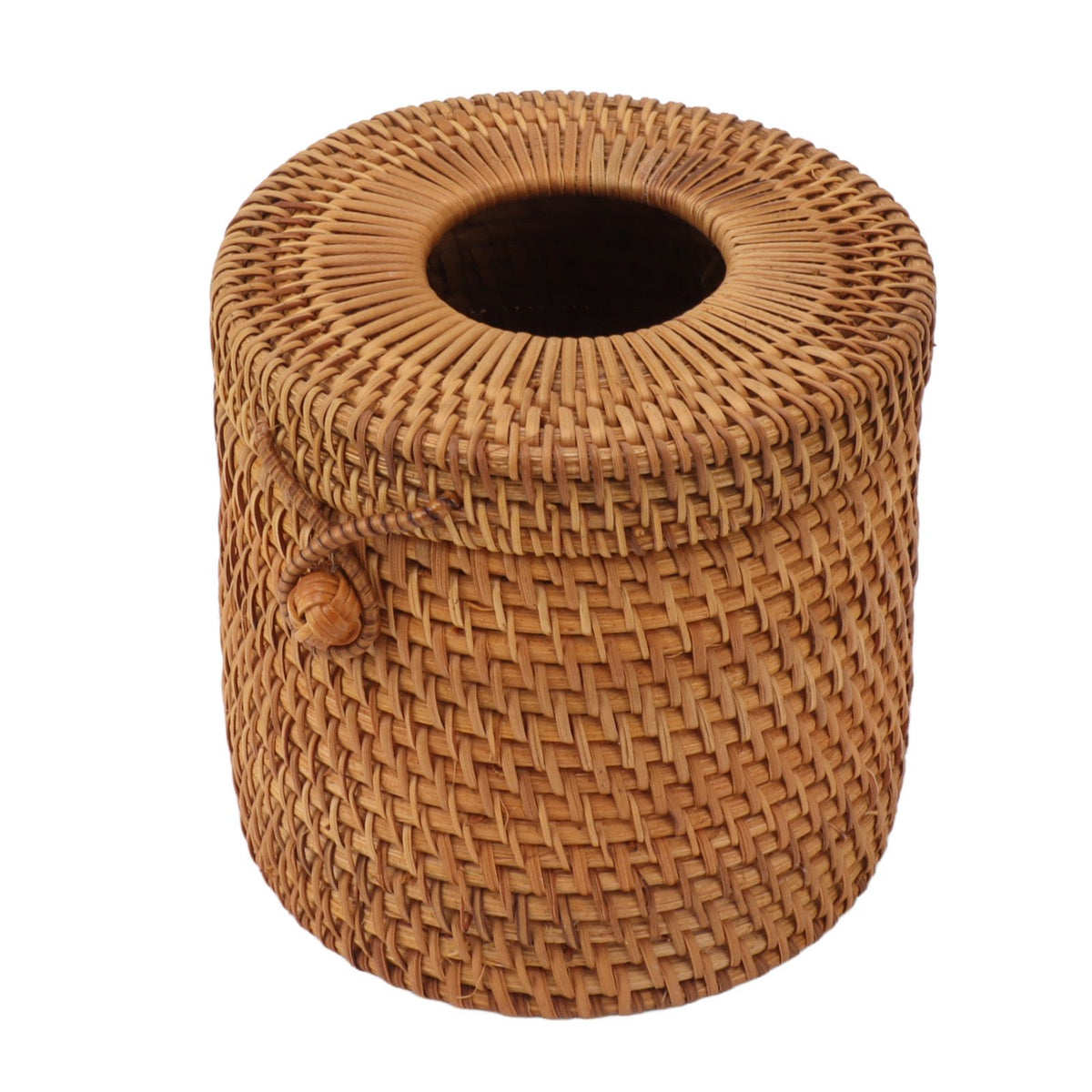 Rectangular Rattan Tissue Box Cover Rattan Woven Tissue Box Holder for Bathroom Organizer Countertop Bedroom Living Room Car Office Cylinder Style