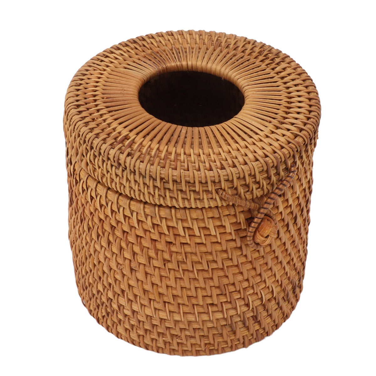 Rectangular Rattan Tissue Box Cover Rattan Woven Tissue Box Holder for Bathroom Organizer Countertop Bedroom Living Room Car Office Cylinder Style
