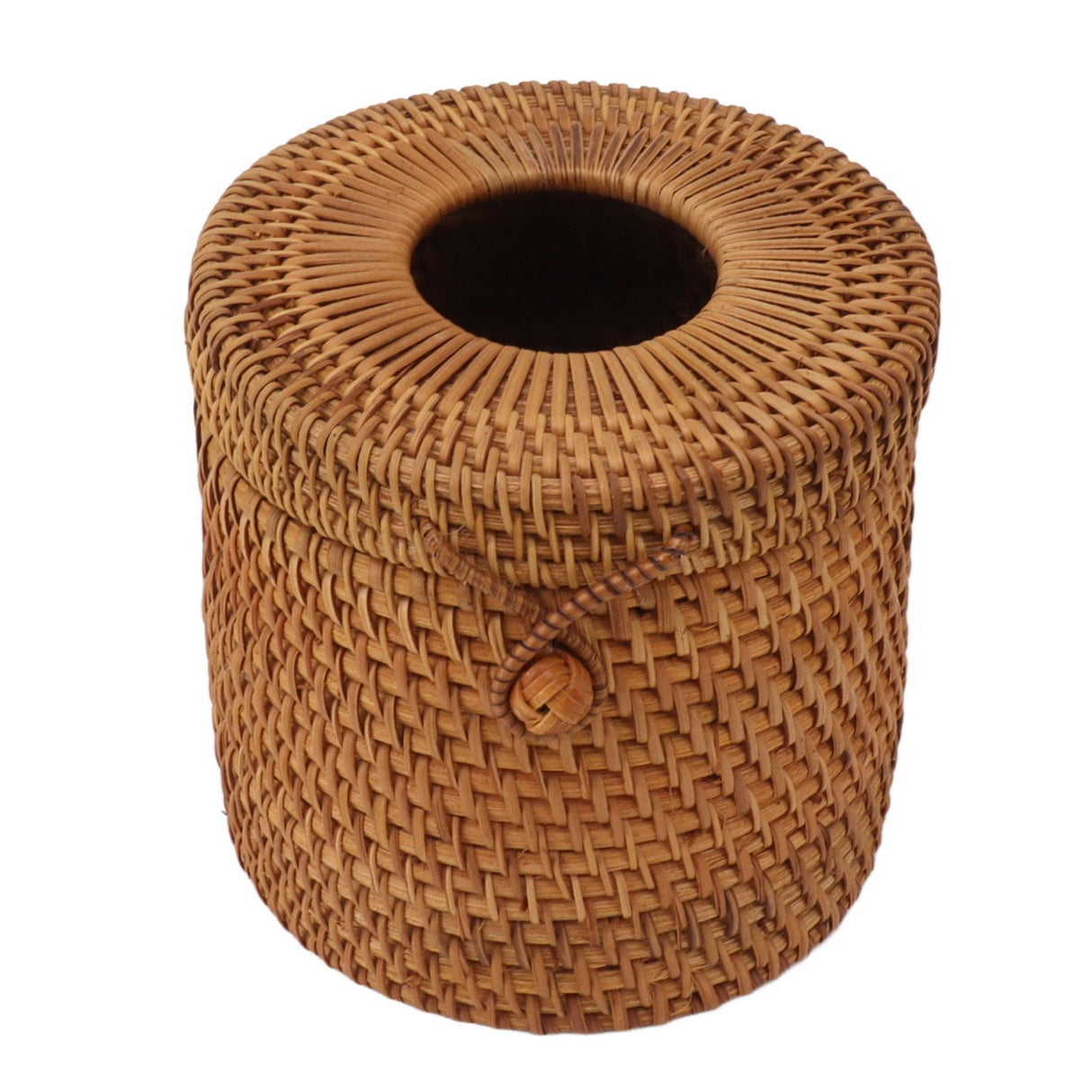 Rectangular Rattan Tissue Box Cover Rattan Woven Tissue Box Holder for Bathroom Organizer Countertop Bedroom Living Room Car Office Cylinder Style
