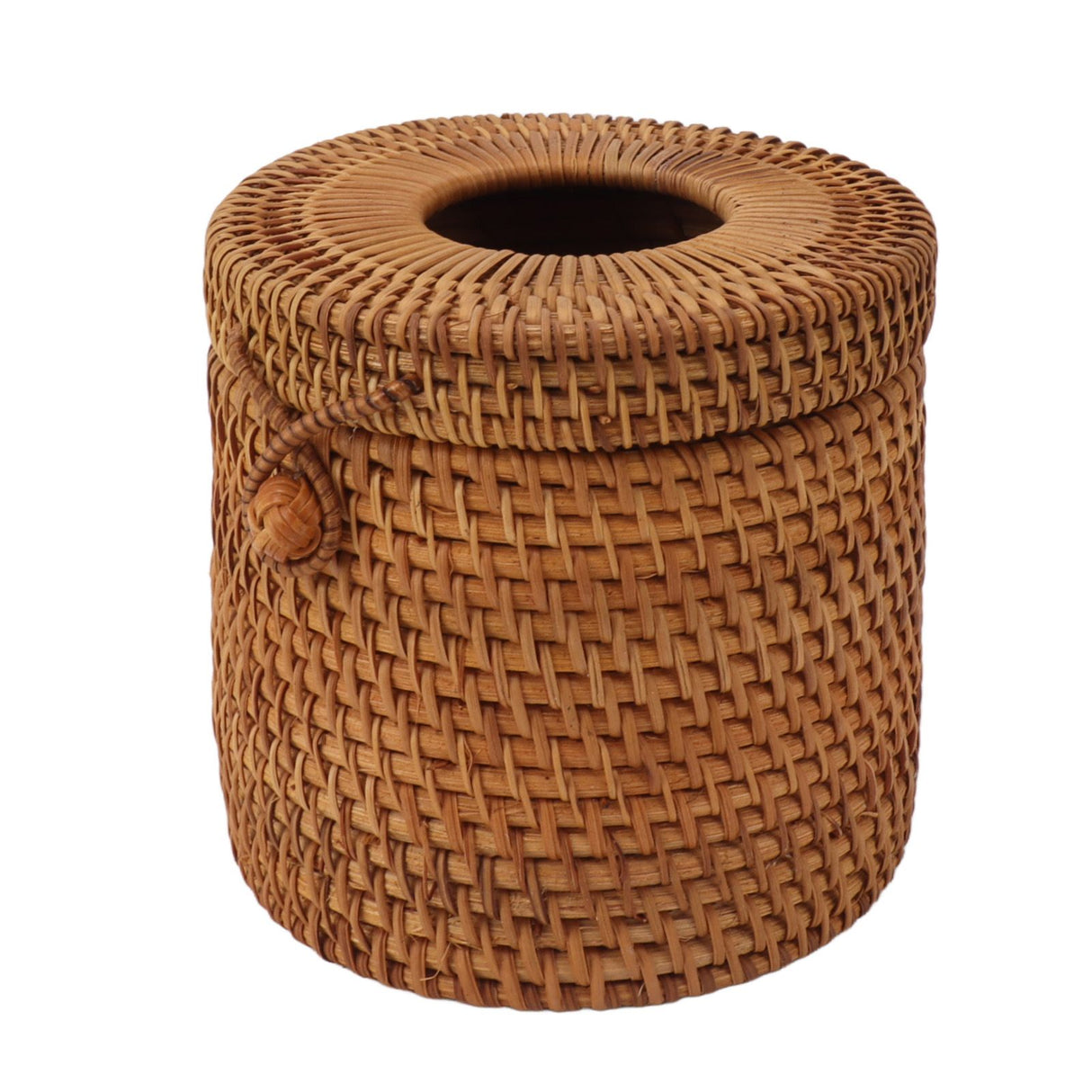 Rectangular Rattan Tissue Box Cover Rattan Woven Tissue Box Holder for Bathroom Organizer Countertop Bedroom Living Room Car Office Cylinder Style
