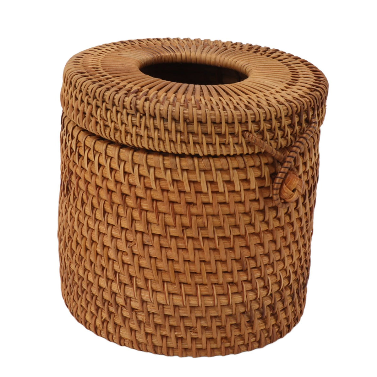 Rectangular Rattan Tissue Box Cover Rattan Woven Tissue Box Holder for Bathroom Organizer Countertop Bedroom Living Room Car Office Cylinder Style