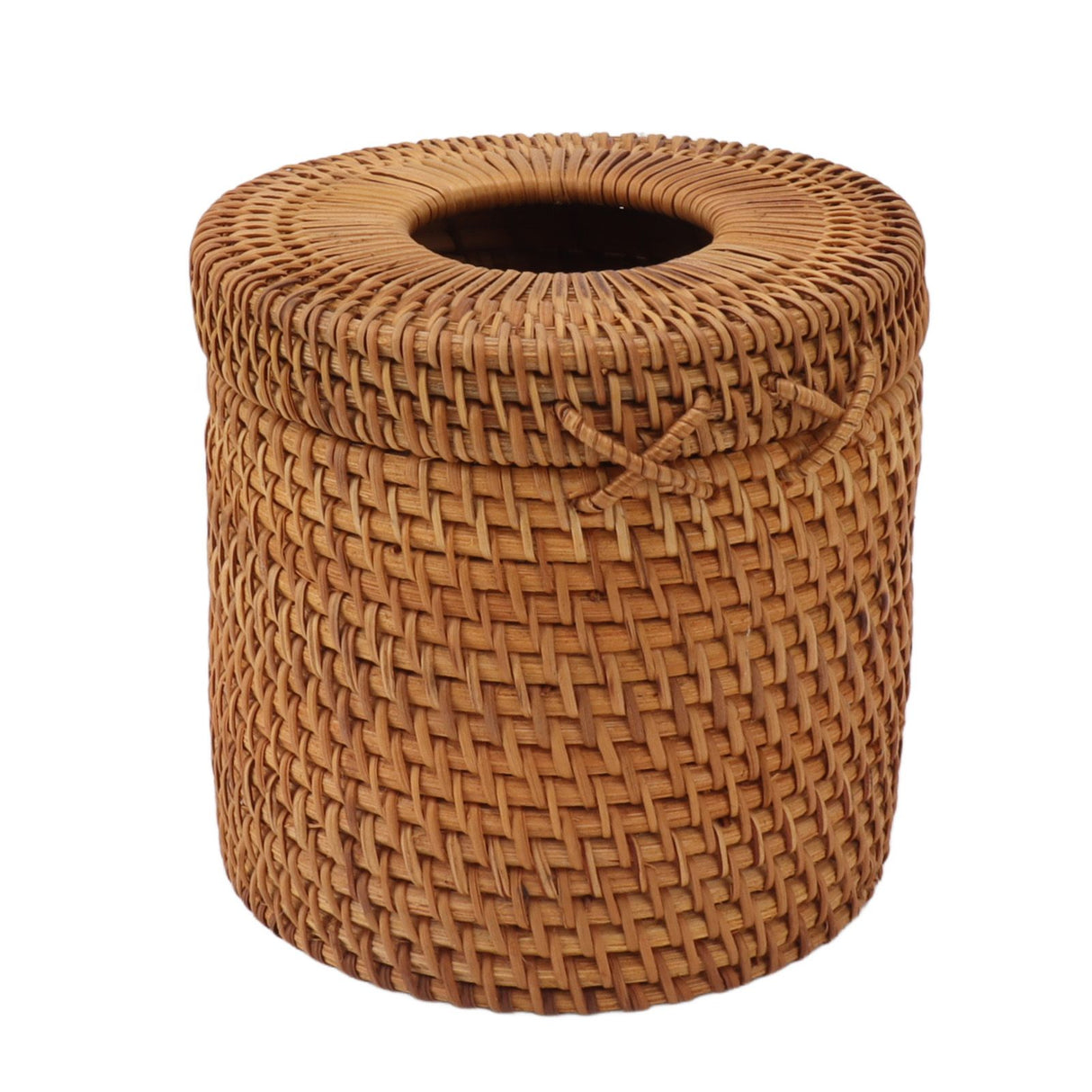 Rectangular Rattan Tissue Box Cover Rattan Woven Tissue Box Holder for Bathroom Organizer Countertop Bedroom Living Room Car Office Cylinder Style
