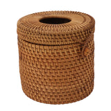 Rectangular Rattan Tissue Box Cover Rattan Woven Tissue Box Holder for Bathroom Organizer Countertop Bedroom Living Room Car Office Cylinder Style - Extra Image