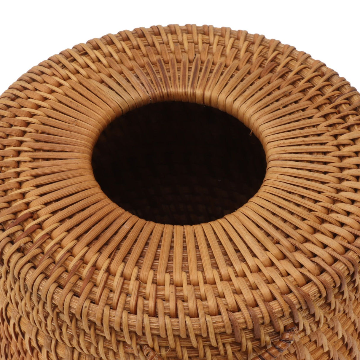 Rectangular Rattan Tissue Box Cover Rattan Woven Tissue Box Holder for Bathroom Organizer Countertop Bedroom Living Room Car Office Cylinder Style